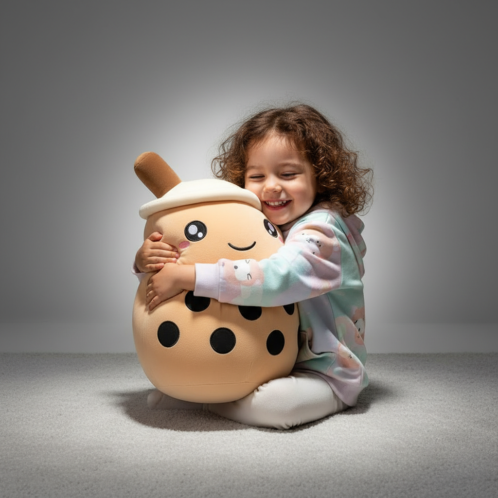 Aesthetic Bubble Tea Plush Pillow – Soft Boba Plush Toy