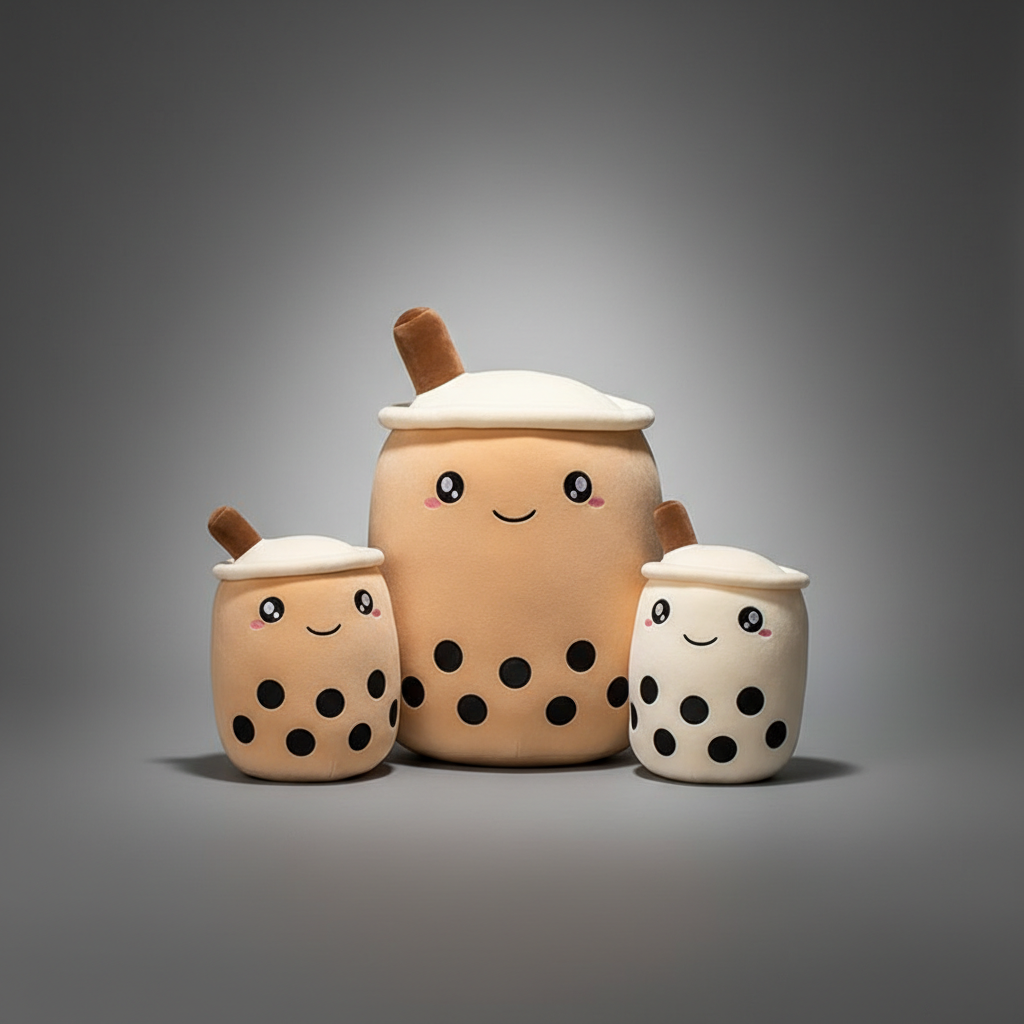 Aesthetic Bubble Tea Plush Pillow – Soft Boba Plush Toy