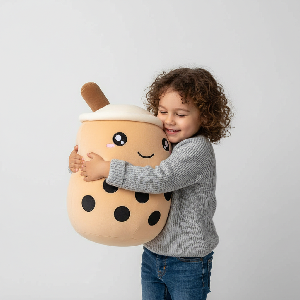 Aesthetic Bubble Tea Plush Pillow – Soft Boba Plush Toy