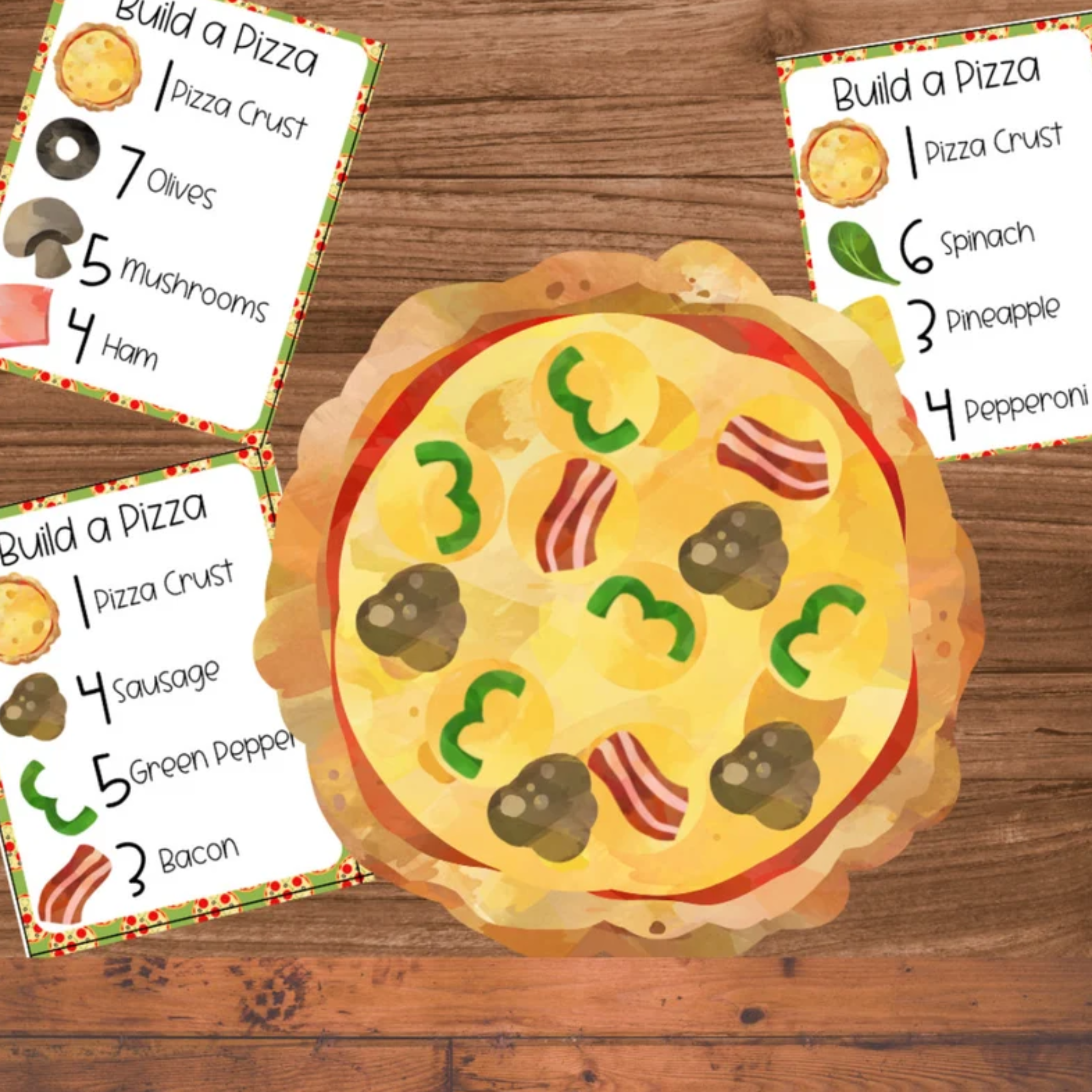Build a Pizza Printable Activity for Kids | Counting Food Game | Preschool Cooking ActivityBuild a Pizza Printable Activity for Kids | Counting Food Game | Preschool Cooking Activity