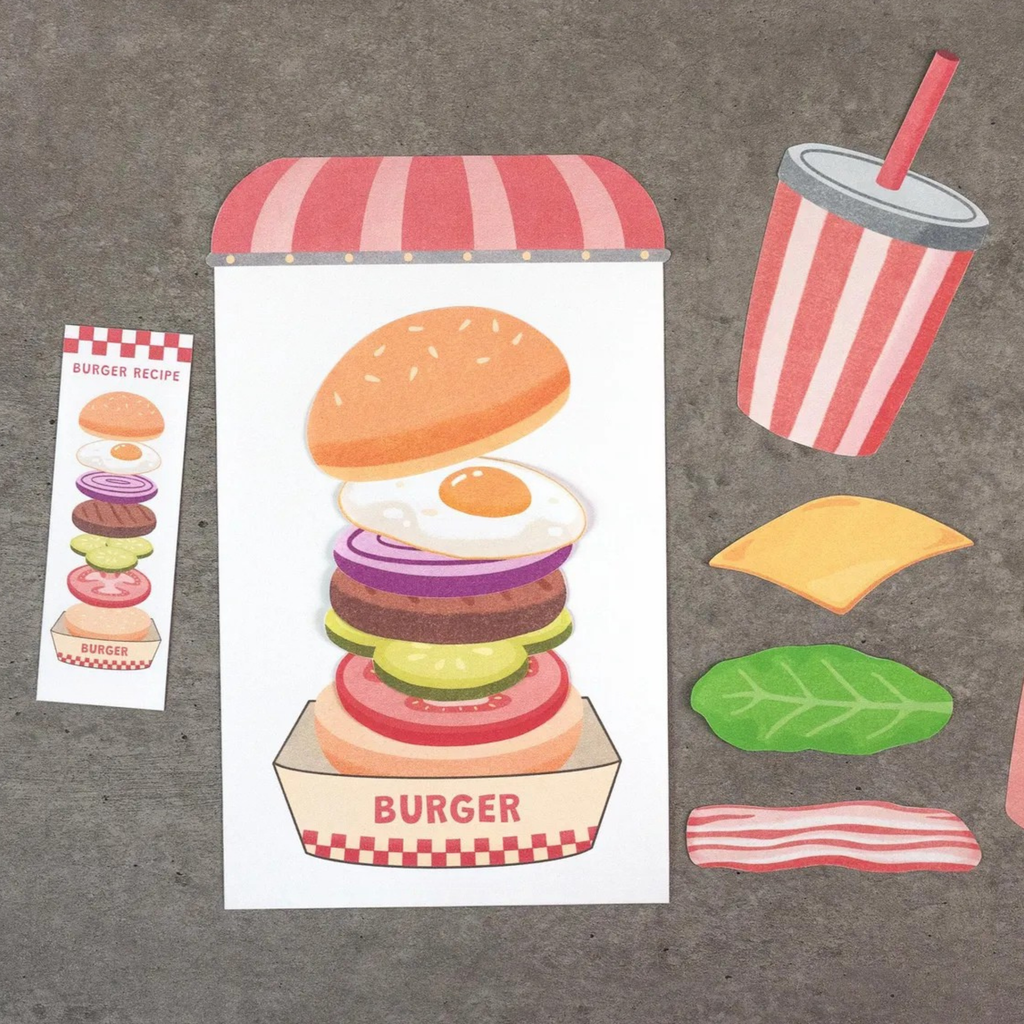 Build a Burger Printable Activity for Kids | Food Matching & Stacking Game | Preschool Fine Motor Printable