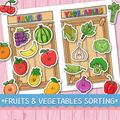 Fruit and Vegetable Sorting Activity for Kids | Preschool Food Learning Printable | Healthy Eating Game