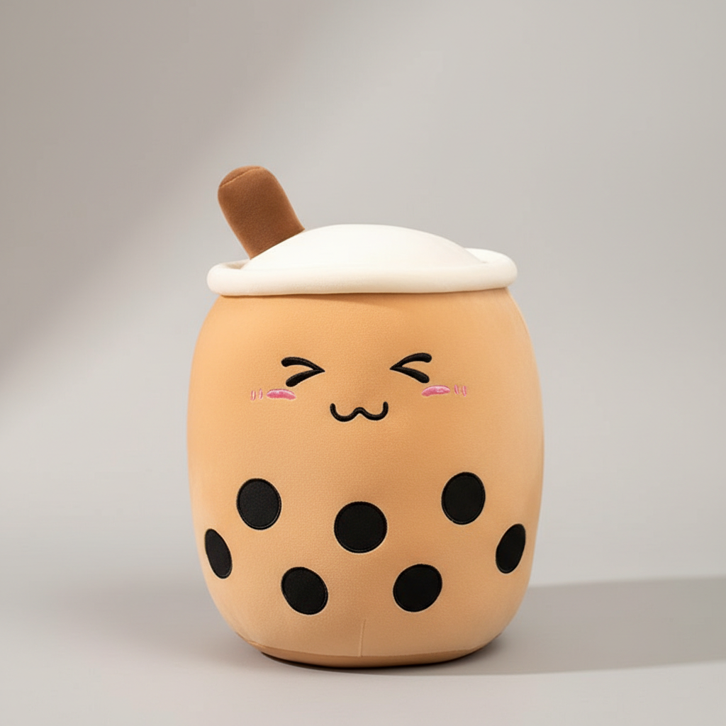 Aesthetic Bubble Tea Plush Pillow – Soft Boba Plush Toy