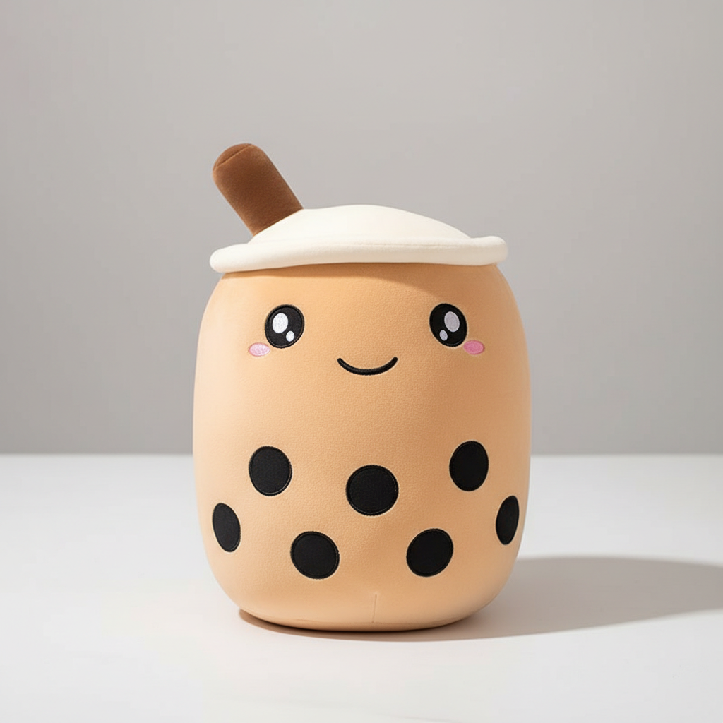 Aesthetic Bubble Tea Plush Pillow – Soft Boba Plush Toy